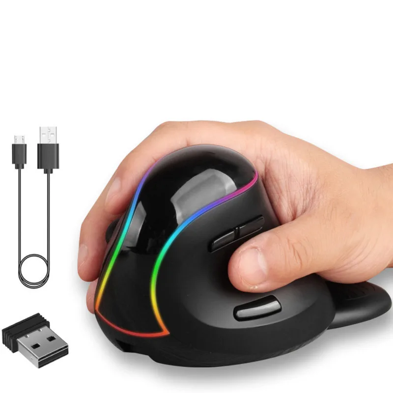 JOMAA Ergonomic RGB Wireless Vertical Mouse 2.4G USB Optical Mouse Rechargeable 3200 DPI For Desktop/Laptop/PC