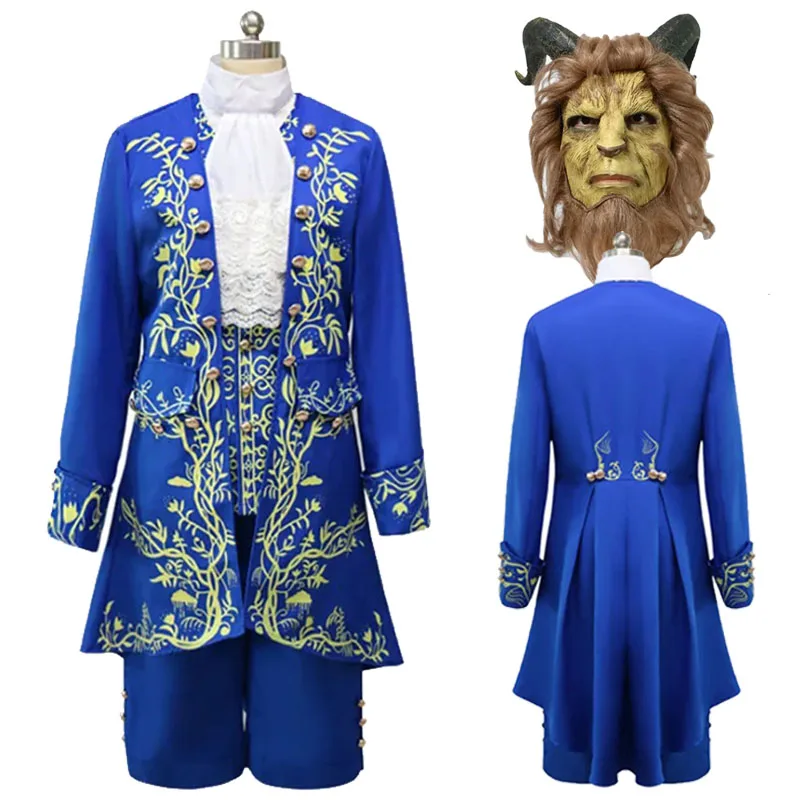 

Disney Beauty and The Beast Costume Adults Prince Adam Cosplay Costume Uniform Mask Suit Halloween Carnival Party Men Costume