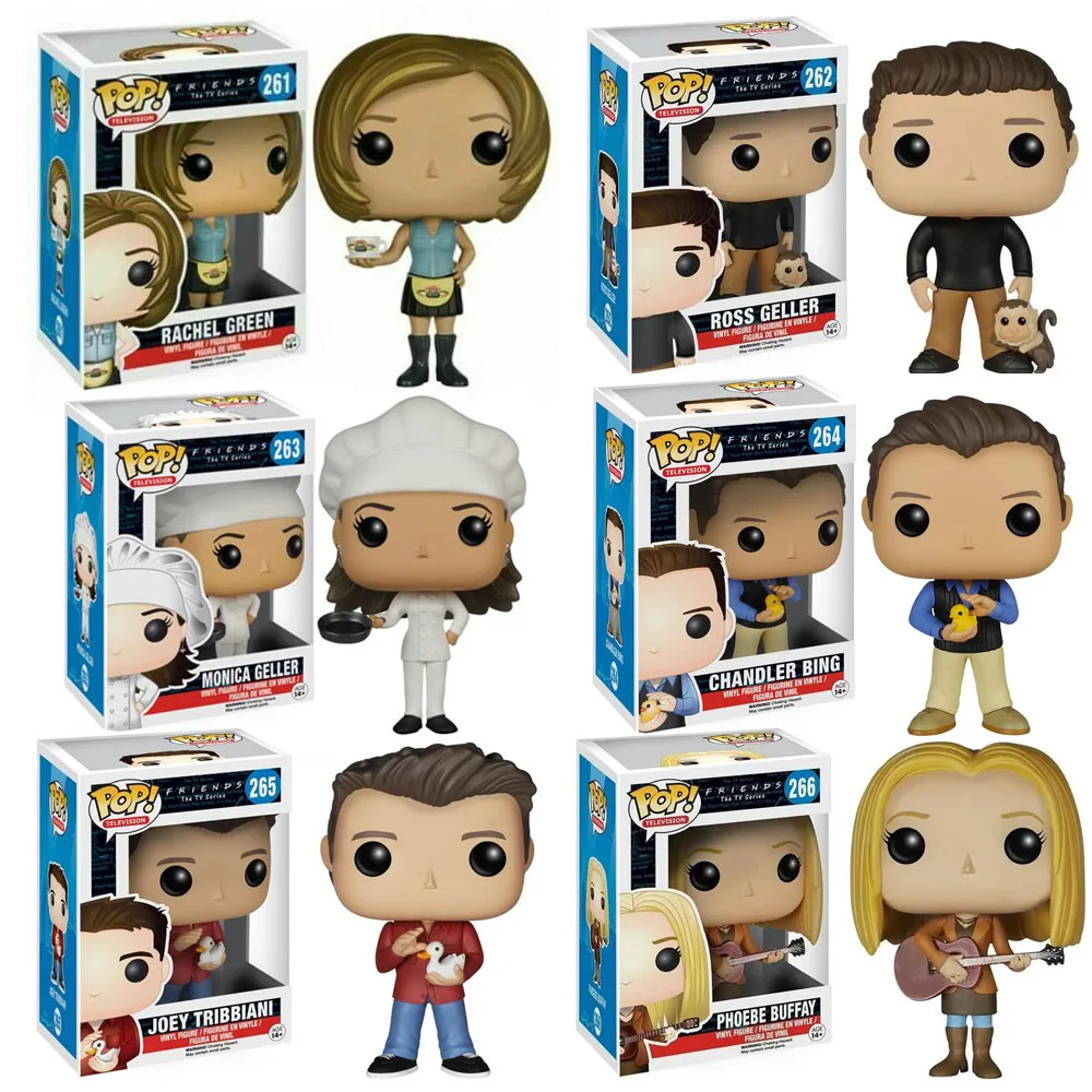 Funko Pop TV Rachel Green 261 Chandler Bing 264 Geller 262 Monica 263 Ross Friends Figuras de acción de vinilo Juguetes Regalos para niños