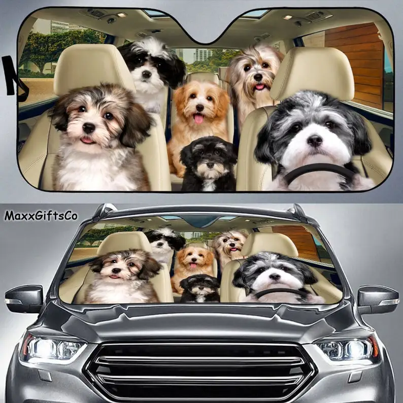 Havanese Auto Sonnenschutz, Havanese Windschutzscheibe, Hunde Familie Sonnenschirm, Havanese Auto Zubehör, Havanese Liebhaber Geschenk, auto Deco