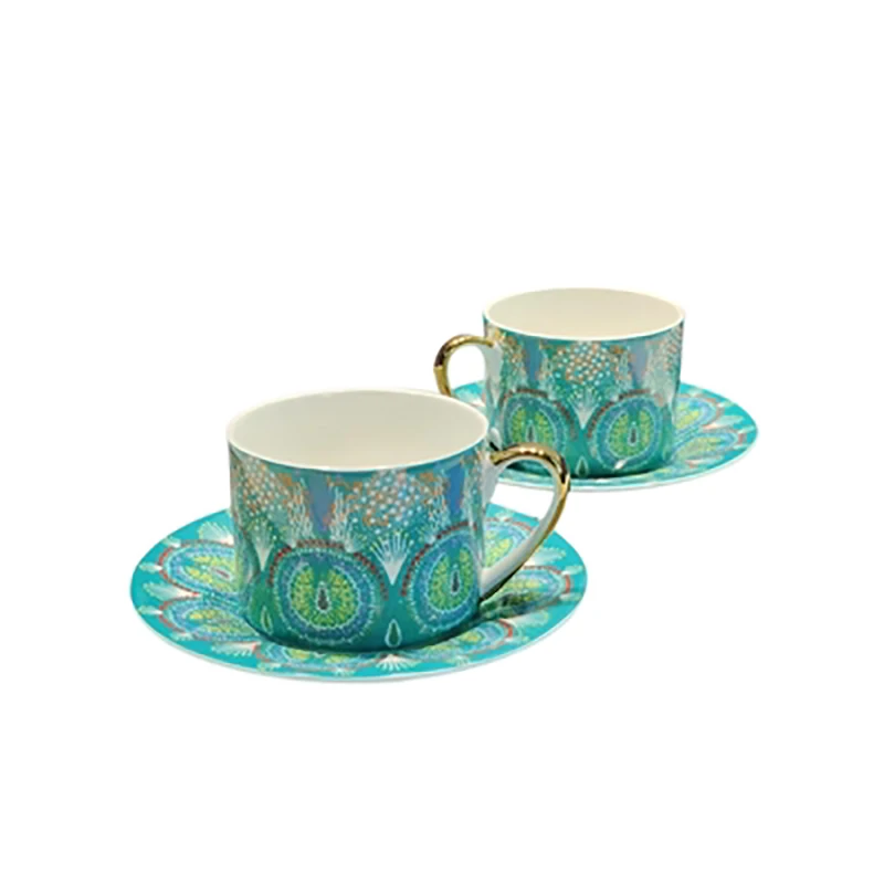Tableware Plate Round Classic Limoges Porcelain Coffee Cup Saucer Christmas Tray Wedding Dinner Tool Dessert Salver 4pcs/Set