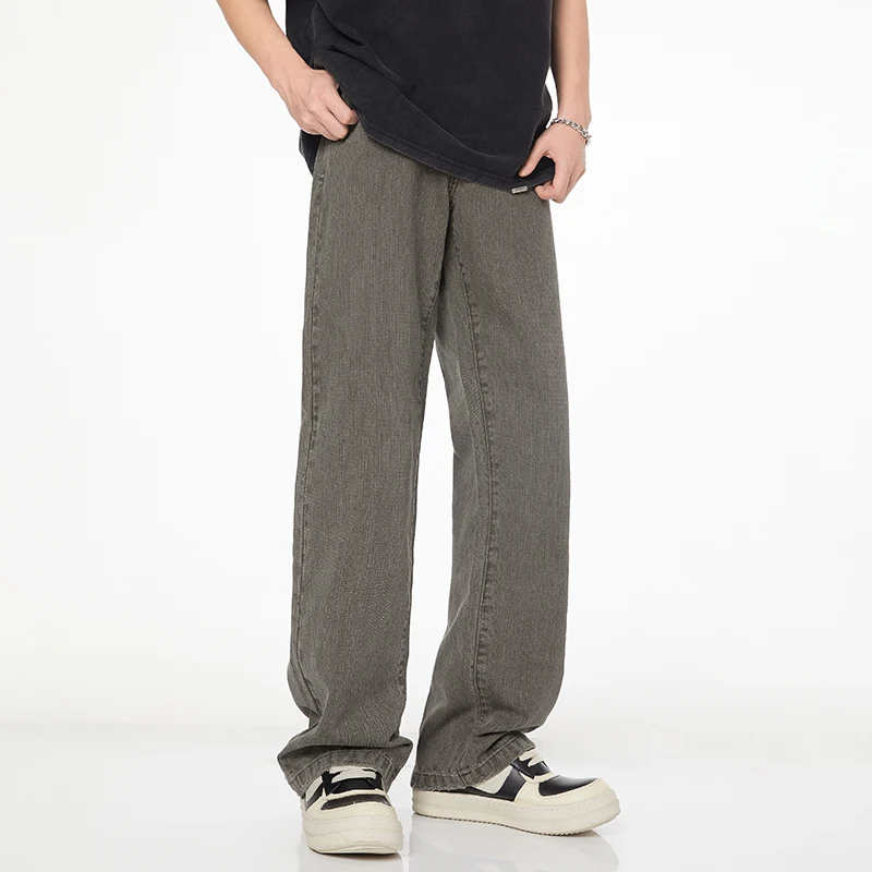 

oversize Long Jeans Men's Spring and Summer Loose Straight Casual American High Street Retro Trousers 2024 New