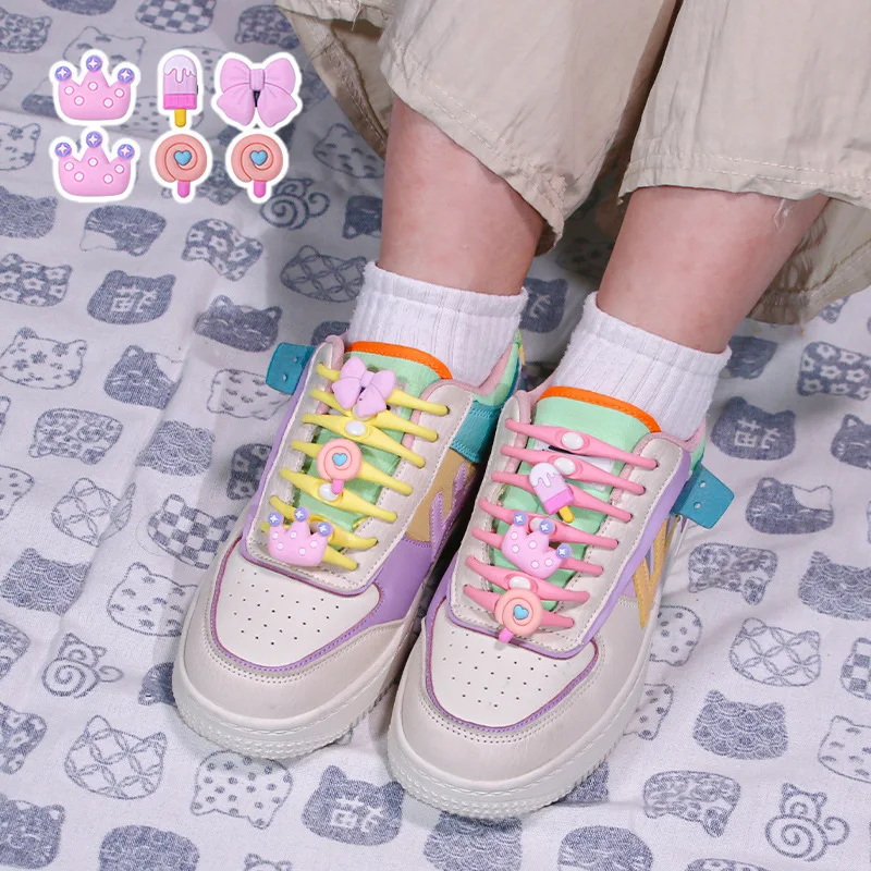 9 Pack 108 Pieces Cool Innovative Ergonomic Design Lazy Elastic Shoelaces With 54 Pieces DIY Shoe Charms For Kids and Students