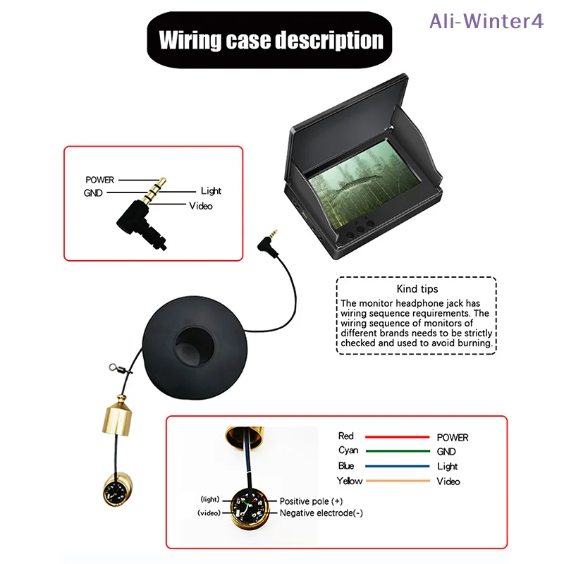 【Winter4】낚시 카메라 케이블 15/20미터 수중 낚시용 데이터 라인 비디오 카메라 액세서리 HD 전송 케이블