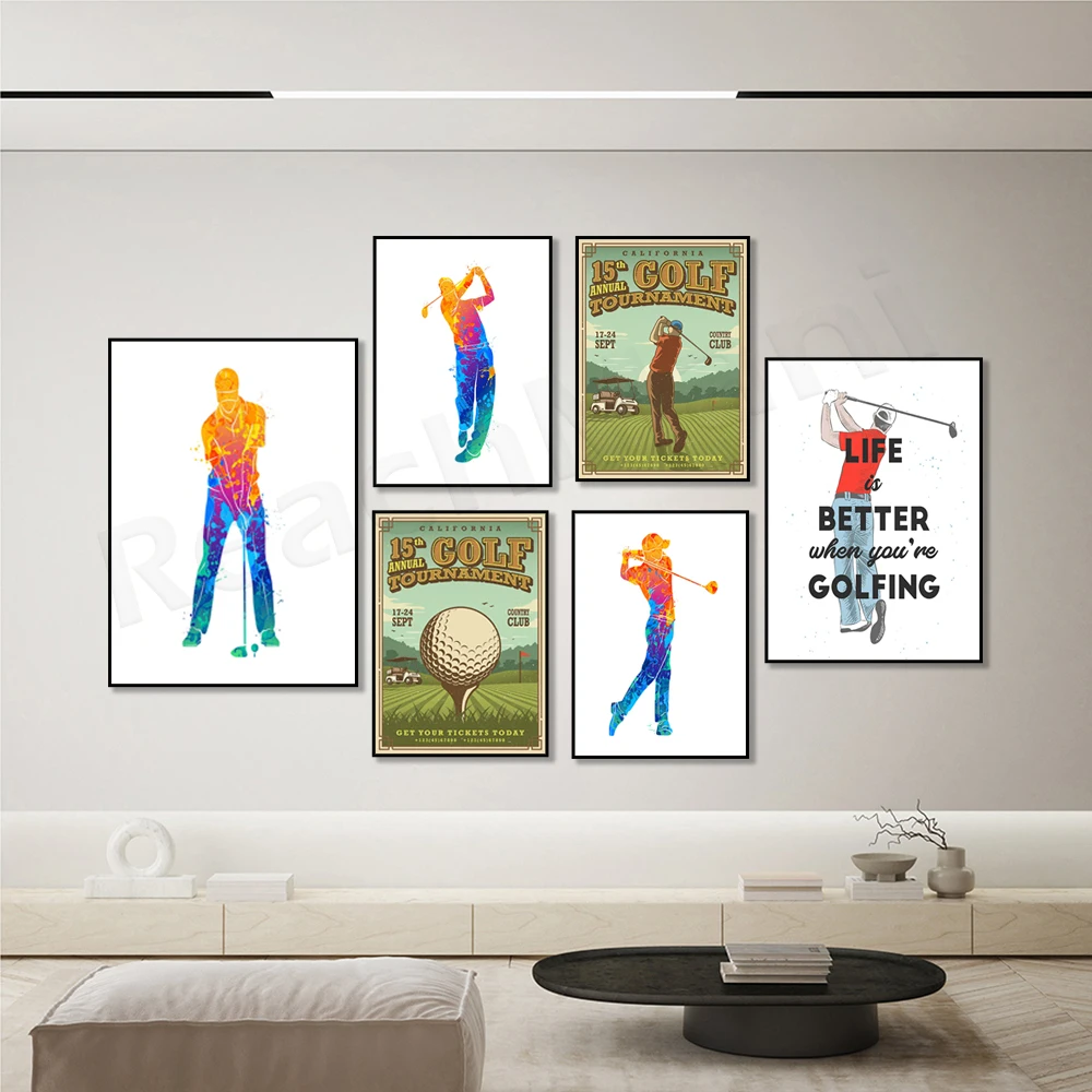 

Watercolor Golf Player Posters Wall Art Decor Canvas Painting Golf Clubs Exercise Prints Pictures Sport Gym Room Home Decoration