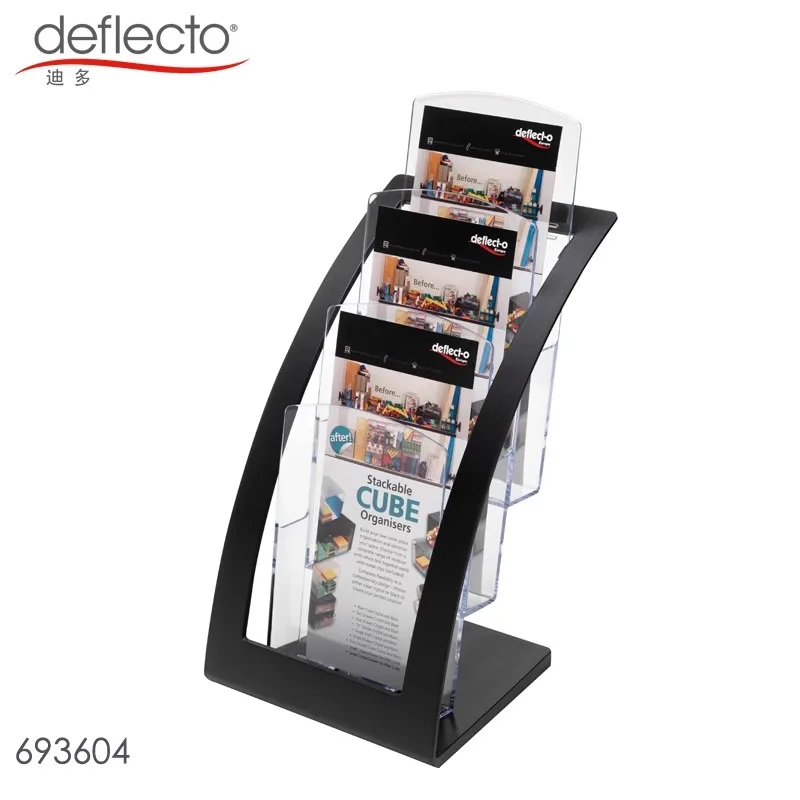 A4 European Style 3-Tier Acrylic Display Stand Desktop Magazine Rack Brochure Holder Office File Organizer Hotel Furniture FYMR