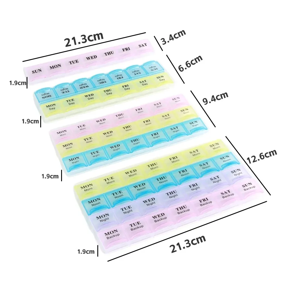 Compact 7-Day Pill Organizer with Large Compartments for Vitamins and Supplements