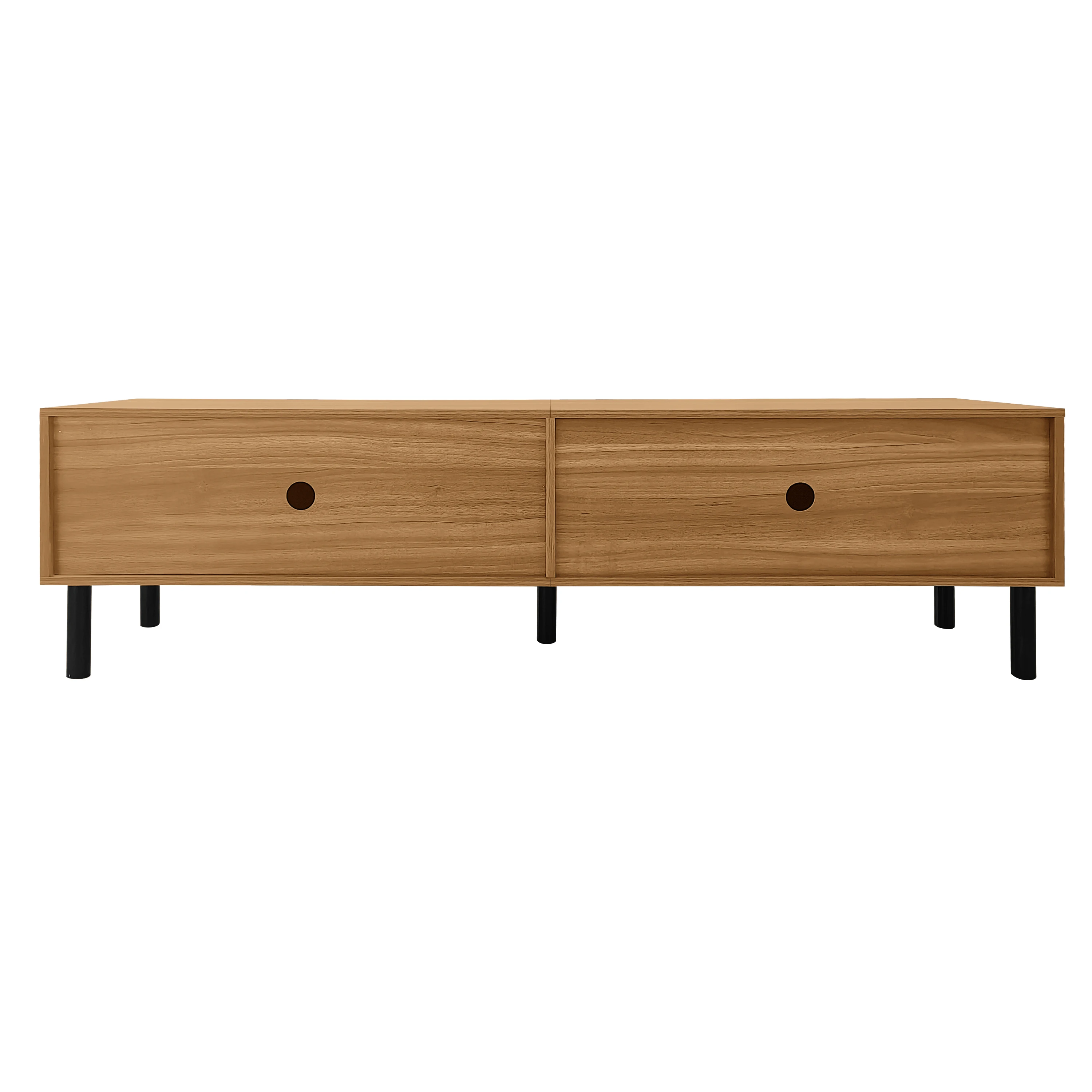 TV-Schrank, TV-Ständer, TV-Panel mit 4-türigen. Feine Textur. Erhältlich in Schwarz oder Naturholz. Höhe 47 cm / Länge 170 cm – Detail 15