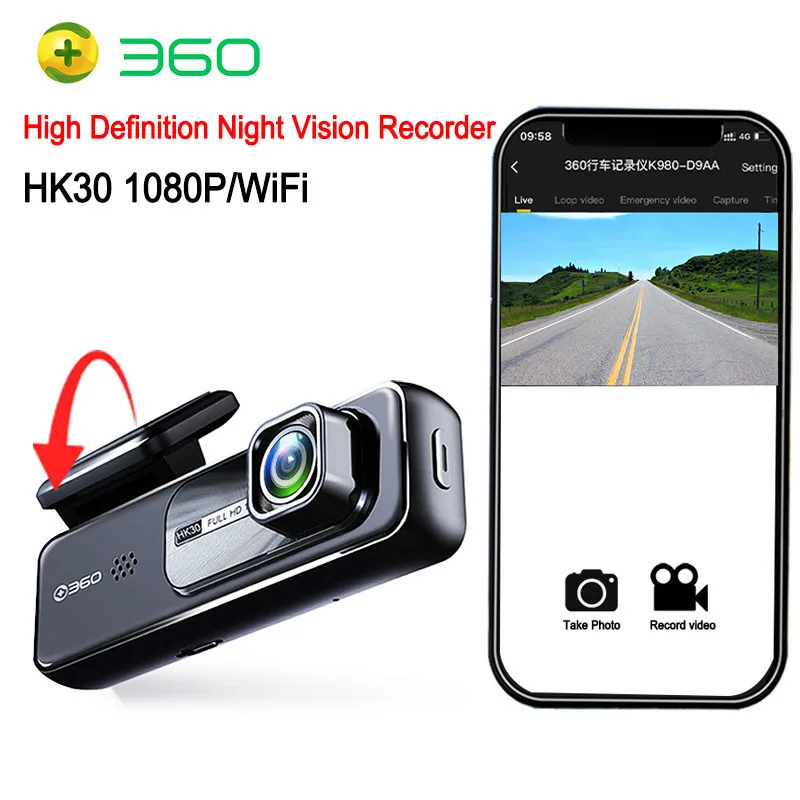 WiFi Car dash Camera Video Recorder 360° App view Night Vision 24H parking  mode