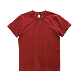 Dukeen 280gsm Oversized Heavy Men's Summer Cotton Tee - Solid Color Casual Short Sleeve Top - XXL (90-105kg) (Burgundy)