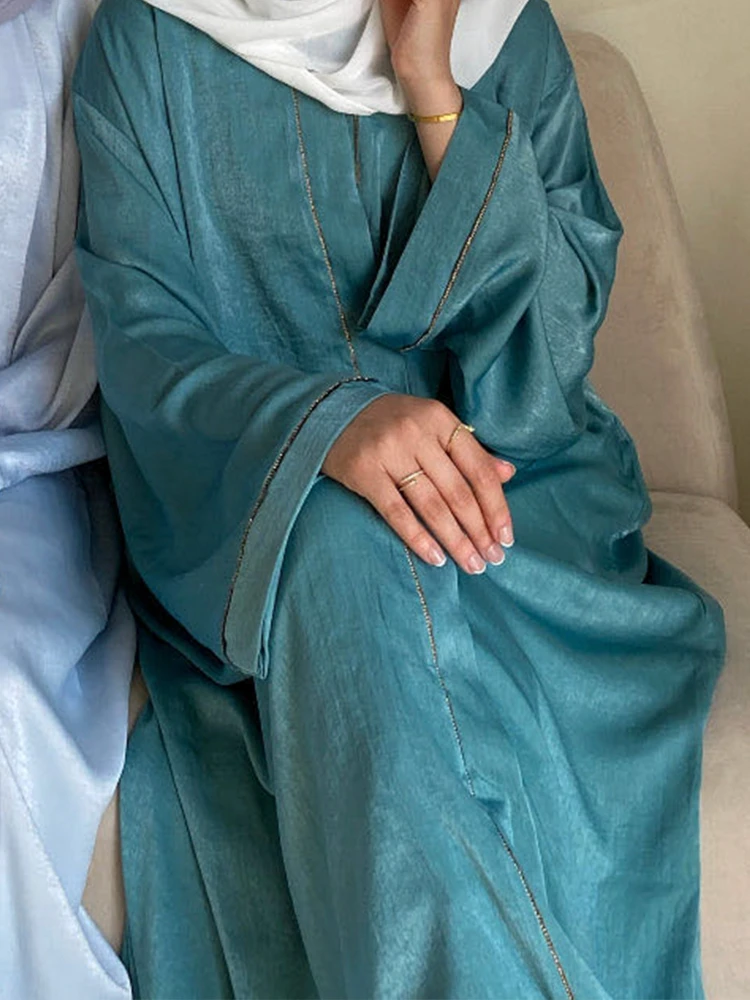 2024 Mode Plumes Abaya Femmes Robe Musulmane Dubaï Turquie élégant Manches Chauv