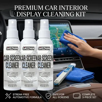 Kit di Pulizia Schermi Multiuso con Spray, Panno in Microfibra e Spazzolina per Schermi Touch Tesla, GPS, Laptop e Telefoni