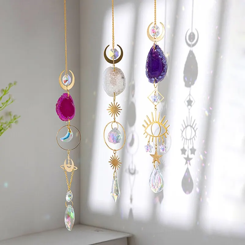 Crystal Wall Hanging 1pc Agate Raw Stone Artificial for Home Decorations Garden