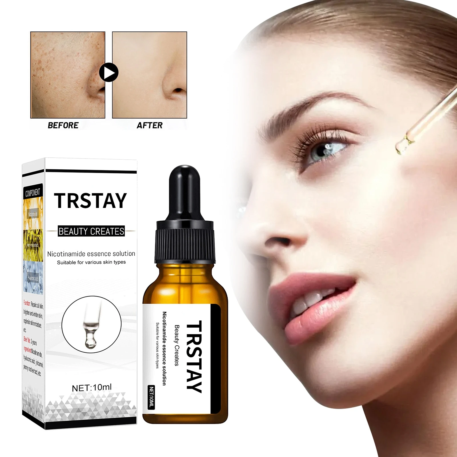 

Shrink Pore Face Serum Niacinamide Whitening Fade Dark Spots Remove Melanin Anti Aging Moisturizing Brighten Facial Essence
