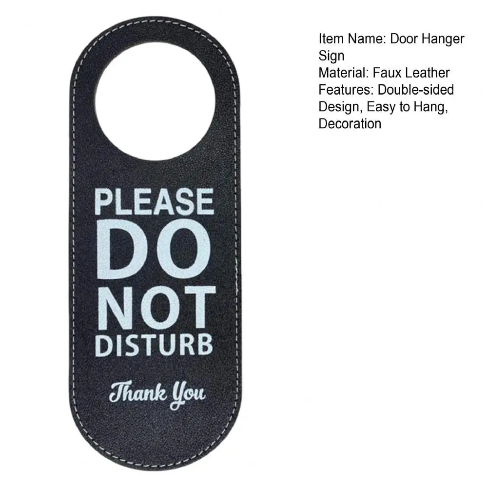 22.8*8.5cm Do Not Disturb Door Hanger Double-sided Faux Leather Welcome Please Knock Door Handle Sign Hanging Decor Ornament