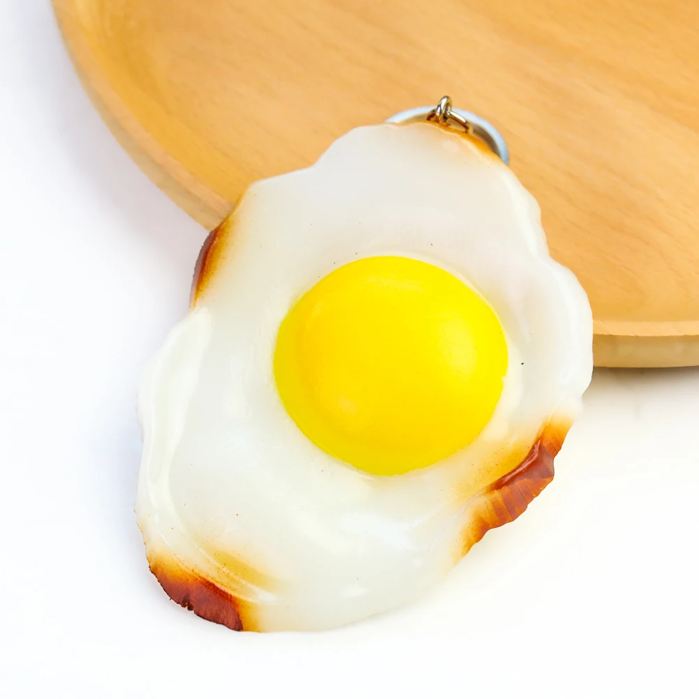 Cute poached egg key chain simulation fried egg food bag clasp decorative  bag