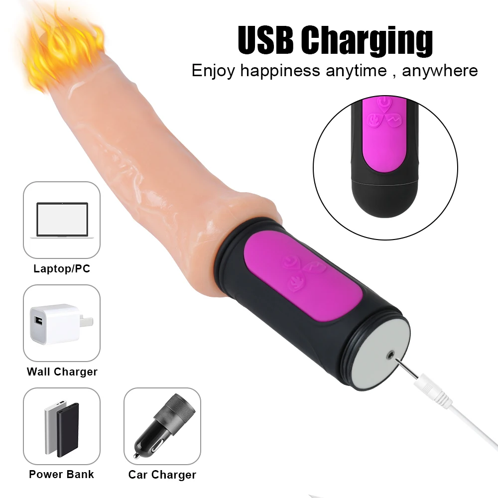 Gode ​​chauffant réaliste, vibrateur pliable, doux, énorme point G, Stimulation de l'anus, 7 vitesses, jouet sexuel pour femme_voghion.com