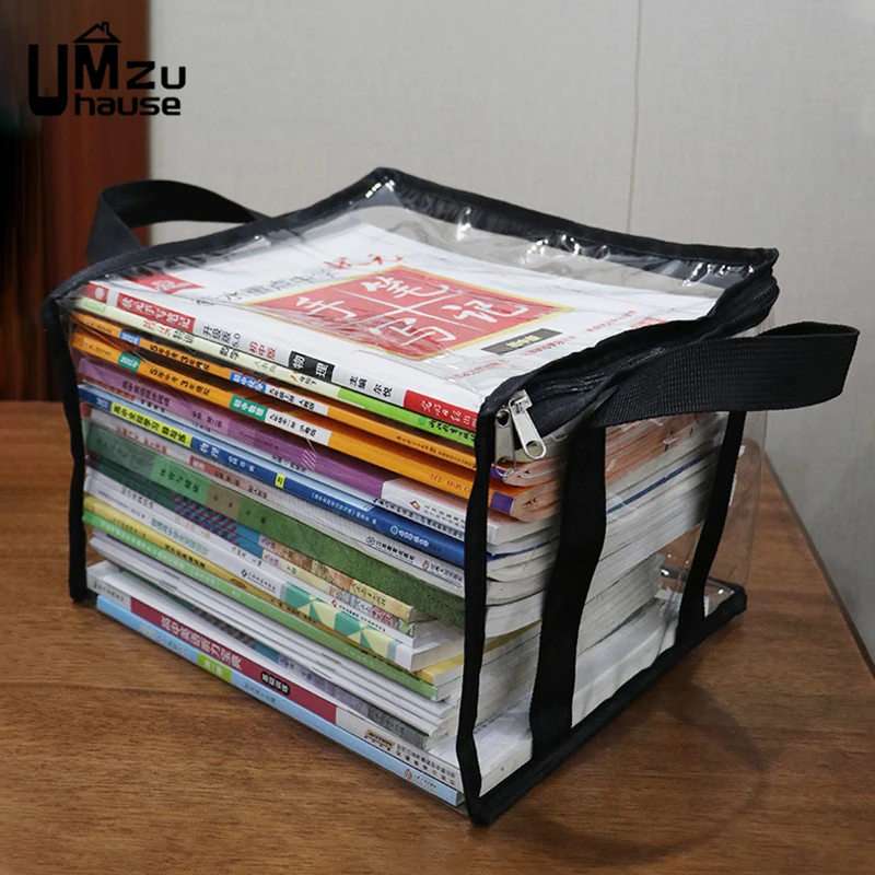 Book Storage Bag - Clear Books Organizer Bag With Handle | Heavy Duty