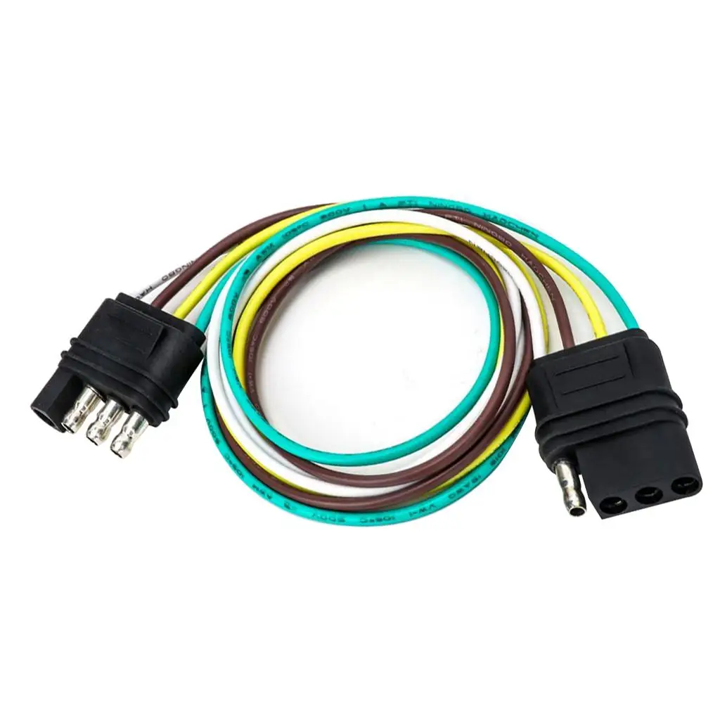 4-Pin Plug Trailer Light Wiring Harness Extension Flat 24`` Wire Connector