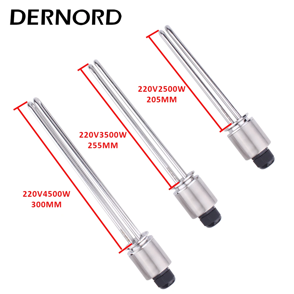 DERNORD 1.5 Inches Immersion Tri Clamp Tubular Heating Element 220V 2500w/3500w/4500w Brew Resistance Heater Water water heating rod,electric water heater device,cartridge heaters