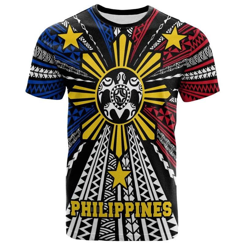 

Harajuku 3D Philippines National Emblem Printed T Shirt Philippines Maori Tribal Styles Graphic Tee Shirts Fashion Short Sleeves