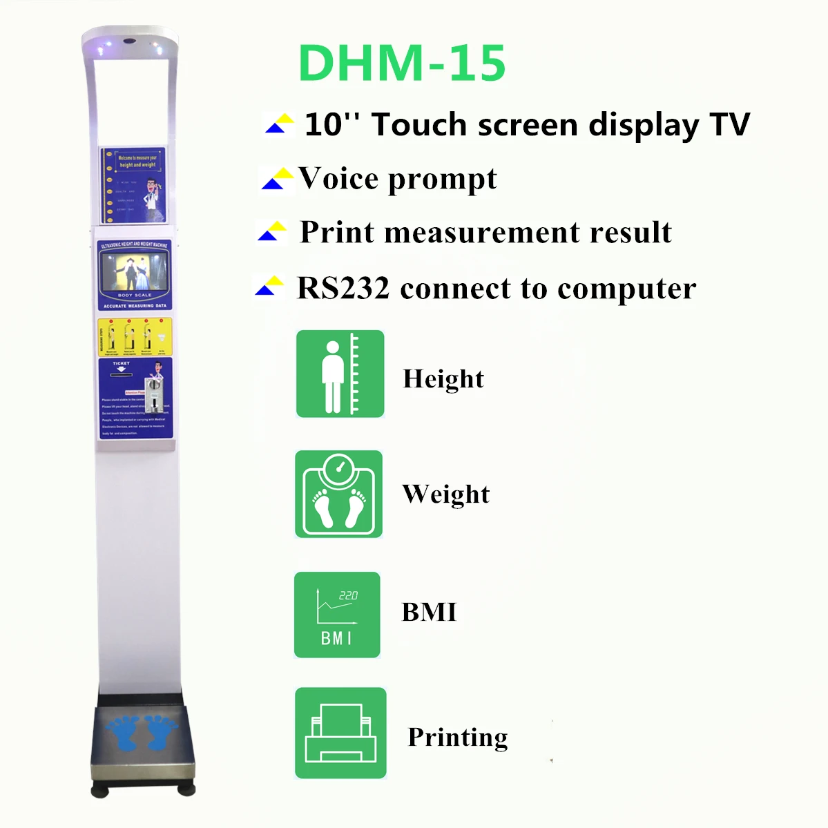 

10inch Body fat machine coin operated weight and height scale