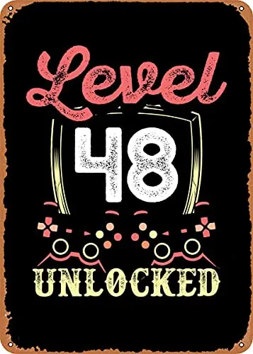 

Level 48 Unlocked Vintage Look Metal Sign Patent Art Prints Retro Gift 8x12 Inch
