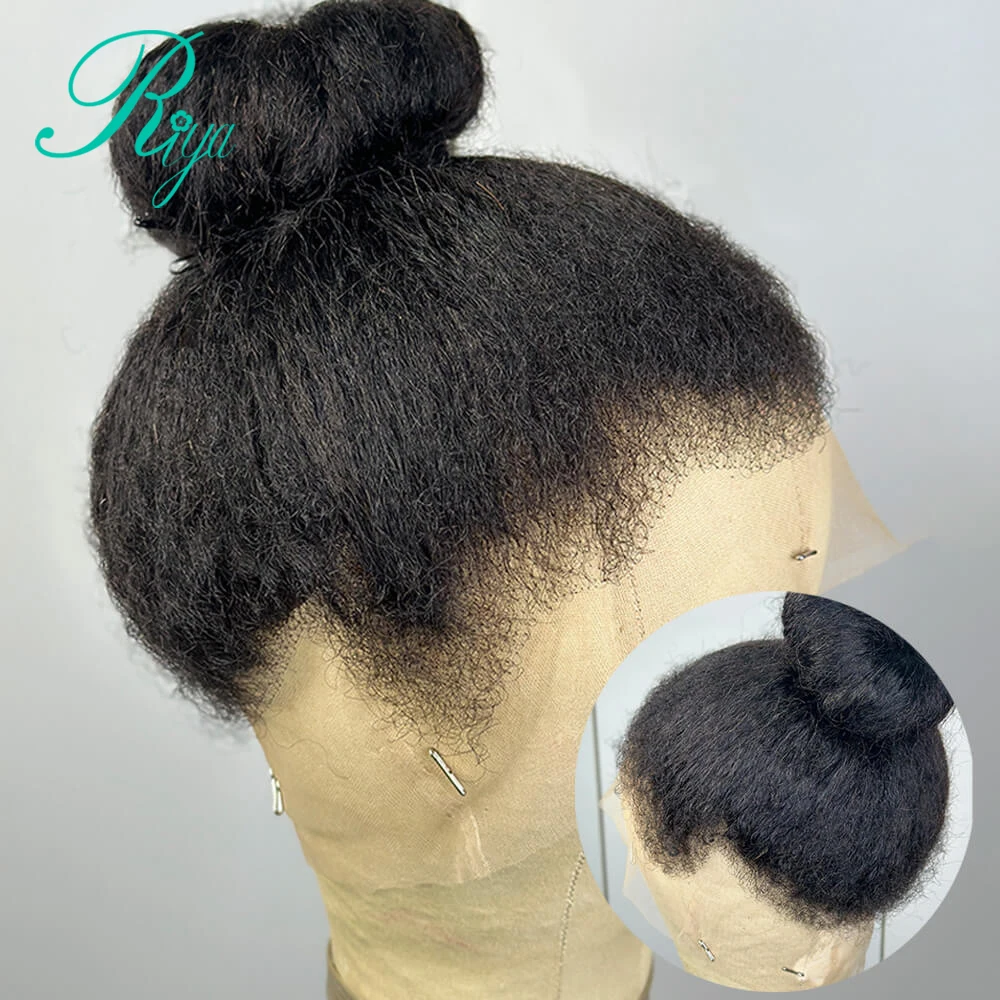 Kinky Straight 360 Full Lace Wig Human Hair Remy Pre Plucked Wigs For Black Women 13x6 Lace Wig 250% Density