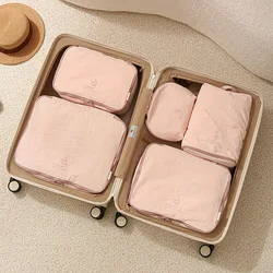 5 - Piece Travel Packing Cube Set - Waterproof Luggage and Storage Organizer for Clothing, Shoes, and Cosmetics (Pink)