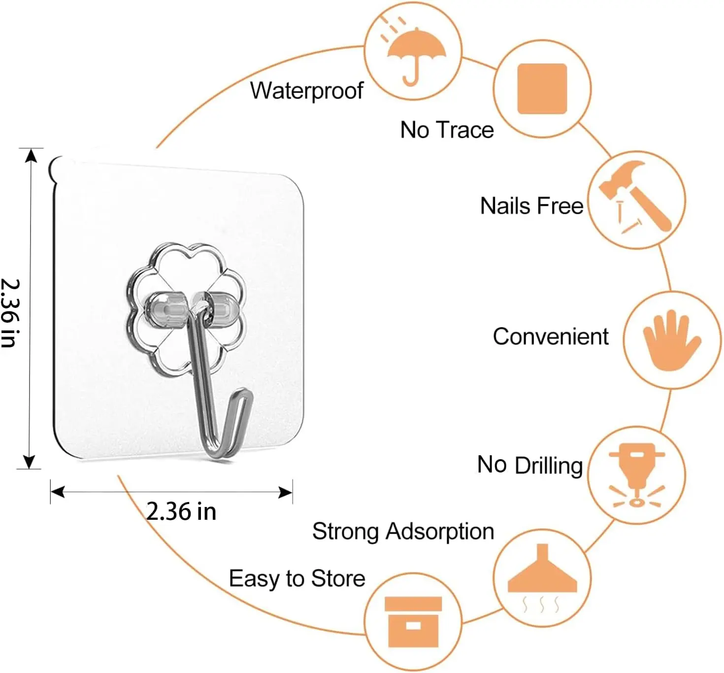 Adhesive Hooks for Hanging Wall Hooks Removable Sticky Ceiling