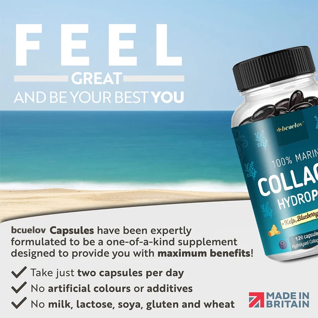 6438-f86416.jpg Powerful Marine Collagen - With Hyaluronic Acid, Biotin & Blueberry - 1400mg Complex-Hydrolyzed Type 1-With Vitamins & Minerals