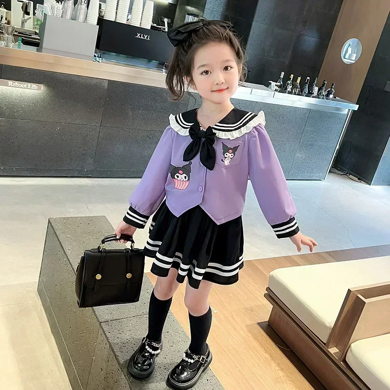 Children's JK Uniform Miniso Kuromi CosPlay Academy Style Pleated Skirt Girl Kawaii Princess Clothes