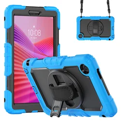 Enhanced Protective Tablet Case with Stand, Screen Protector, and Shoulder Strap for Tab One (K9) TB305FU (Light Blue - Black PC)