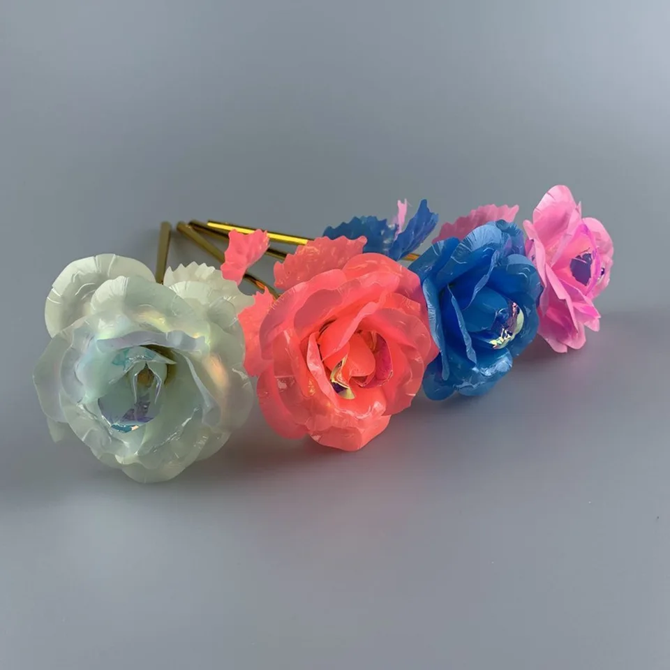 ALLOMN Rosa Colorata Placcata Oro 24K In Confezione Regalo – Fiore Artificiale Eterno Per San Valentino E Festa Della Mamma