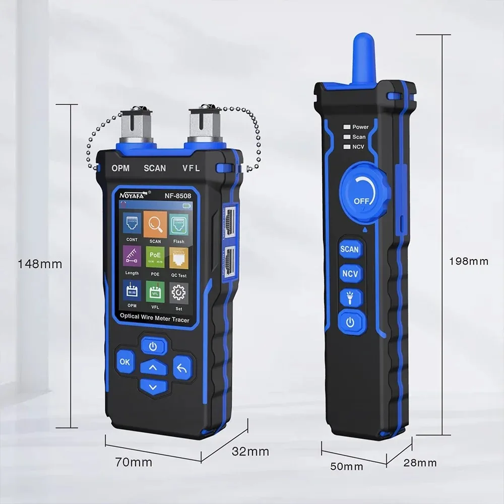 Noyafa NF-8508 Network Cable Tester Ethernet Cable Tracker OPM VFL PoE Checker Measure Length Wiremap Tester Network Tools