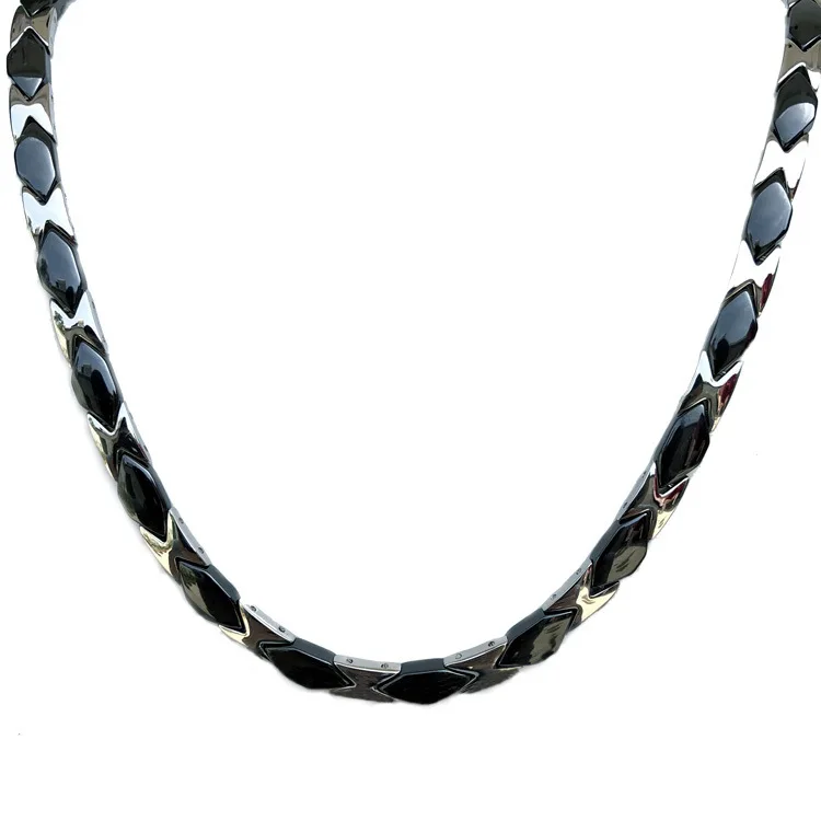 

Men's Black Ceramic Necklace Diamond Ceramic Stainless Steel Magnetic Radiation Proof Necklace Girls' Necklace Jewelry