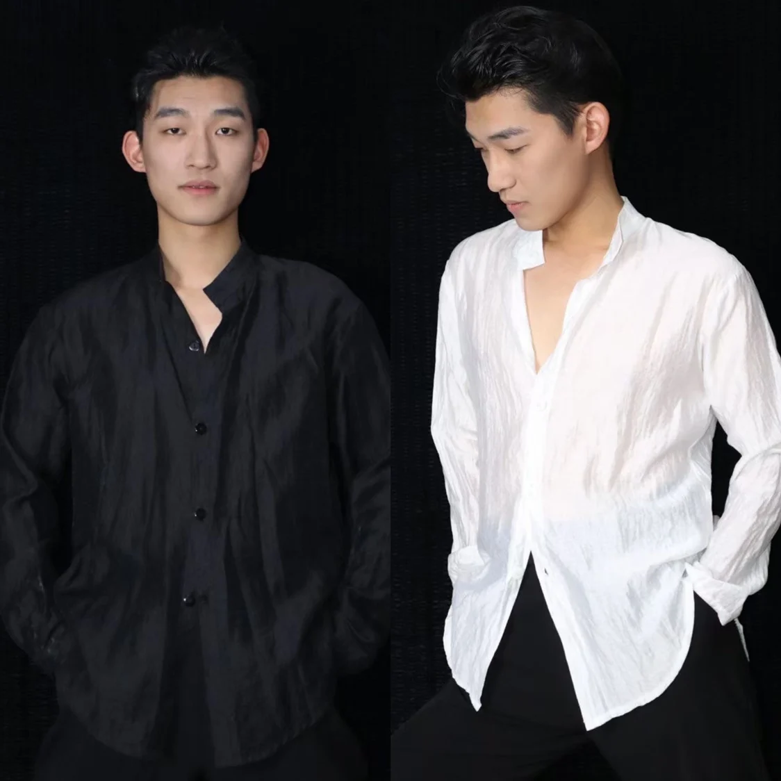 

Male Latin Dance Clothes Black White Shirts Ballroom Dance Competition Wear Men Cha Cha Rumba Salsa Dance Tops Summer DNV17459