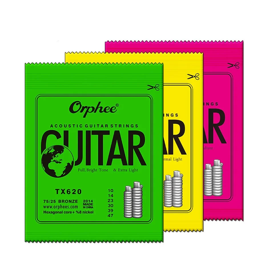 Acoustic guitar strings 1 set Hexagonal core 8% nickel FULL Bronze Bright tone Extra light Medium