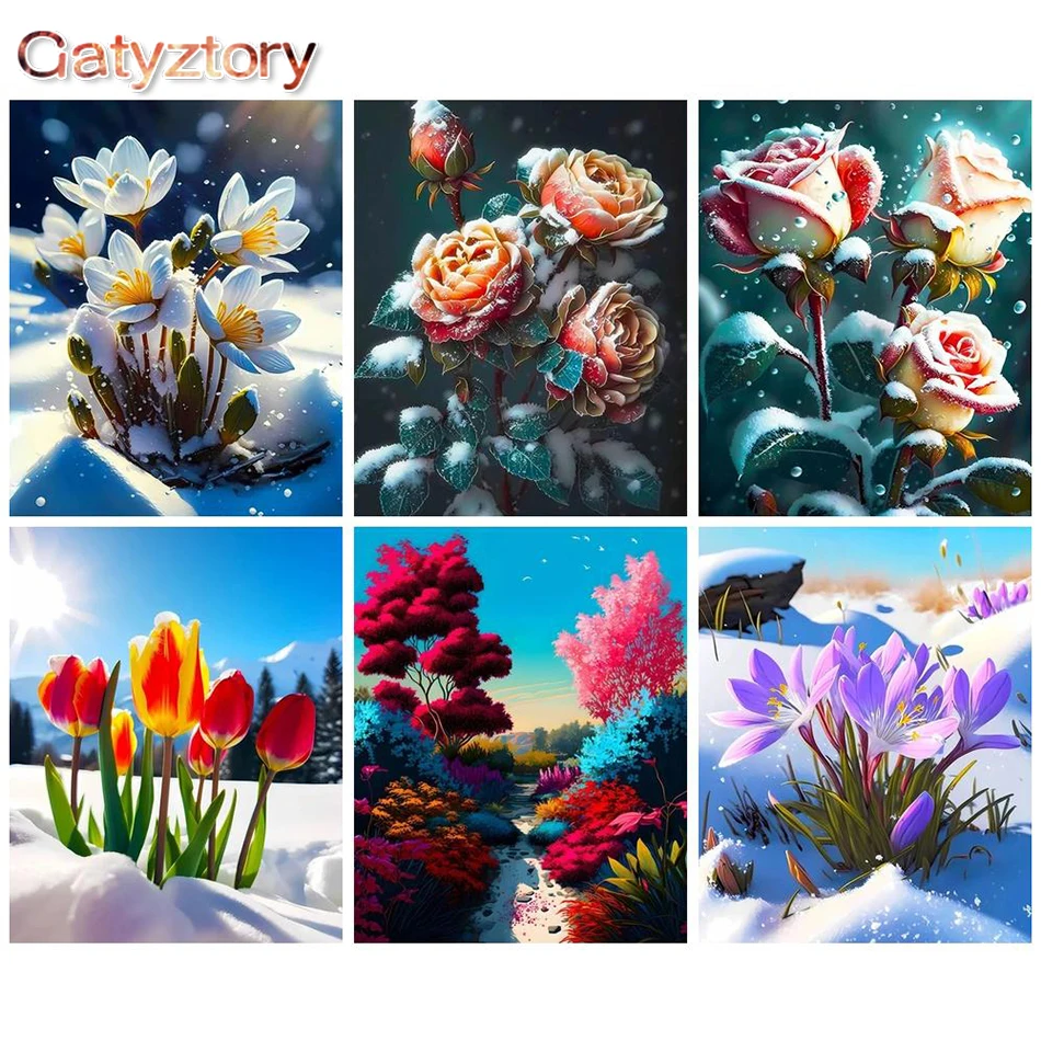 

GATYZTORY 60x75cm DIY Oil Paints By Number Beautiful Flower On Canvas Acrylic Paint Coloring By Number For Adults Kit Home Decor
