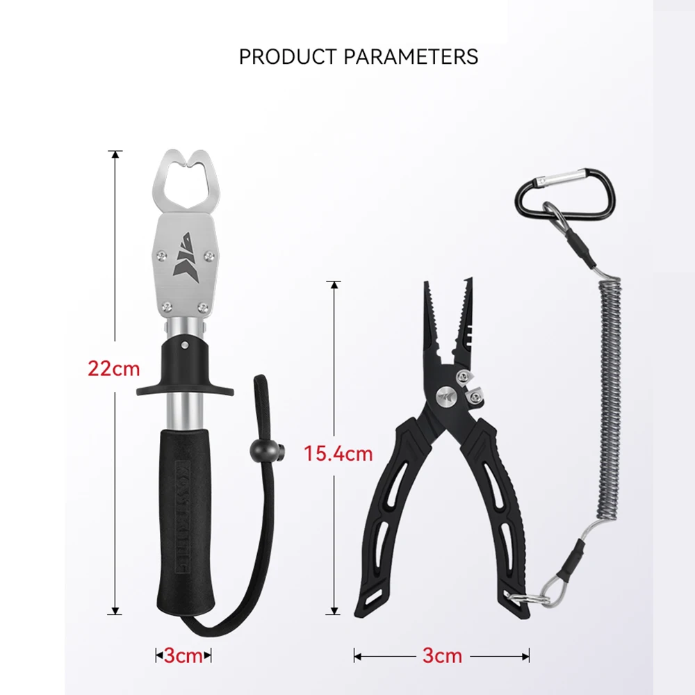 KastKing Fishing Pliers with Fish Lip Gripper, Saltwater Resistant Fishing  Tools, Fishing Gear with Rubber Handle, Lanyard