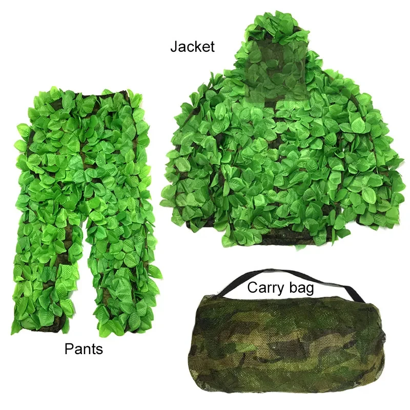3D Bionic Hunting Ghillie Suits Leaf Camouflage Sniper Hidden Hunting Clothes Airsoft Tactical Equipment Bird Watching Clothing