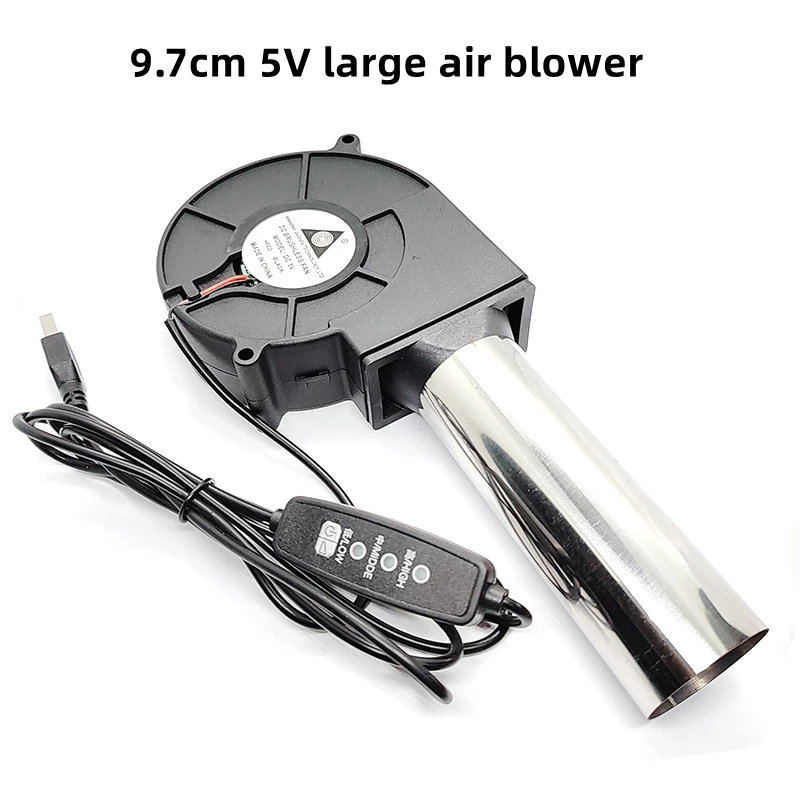 Portátil 9cm 5v Ventilador Usb Grande Volume de ar para Churrasco Fogão a Lenha Fogão ao ar Livre Piquenique Fogo Rápido Fogão - Imagem 4