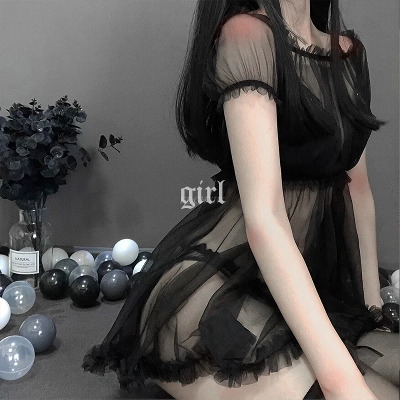 Sexy Lingerie White Night Dress Perspective Out Lace Sleepwear Female Temptation Women's Nightgown Nightwear Sleeping Dress women nightgowns women nightdresses sleeping dress