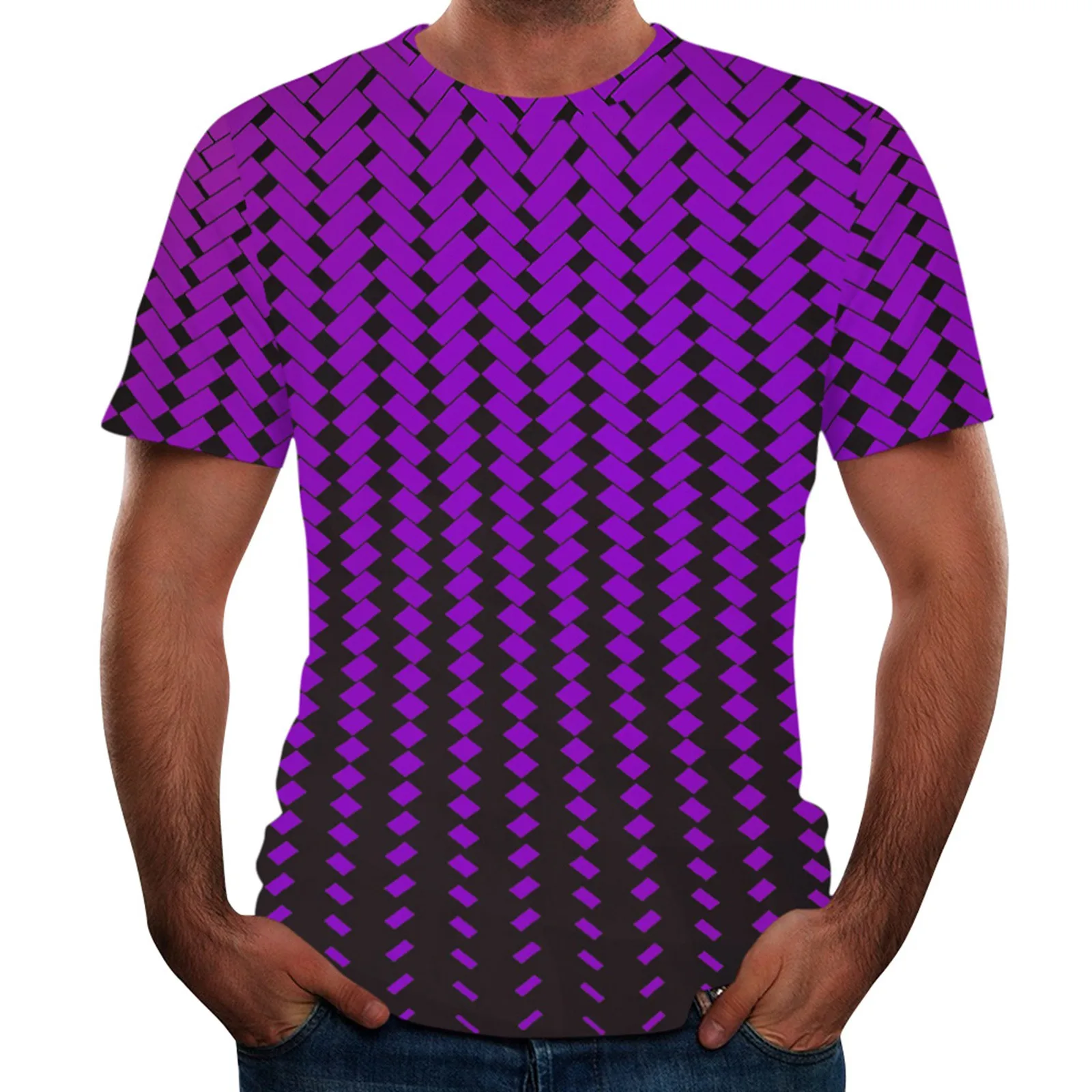 

Men's Spring And Autumn All Print Short Sleeve Round Neck T Shirt Floral Fashion Trend Bottoming Shirt