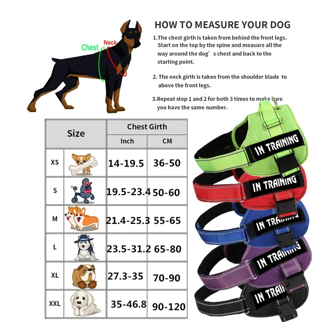 Solid Dog Vest Reflective Harness Pet Adjustable Nylon Collar Removable  Patches Dog Training In Outdoor Walking Mid-Large Dogs