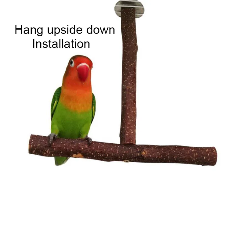 Natural Wood Pet Parrot Raw Wood Fork Tree Branch Stand Rack Squirrel Bird Hamster Branch Perches Chew Bite Toys Stick bird cage perches