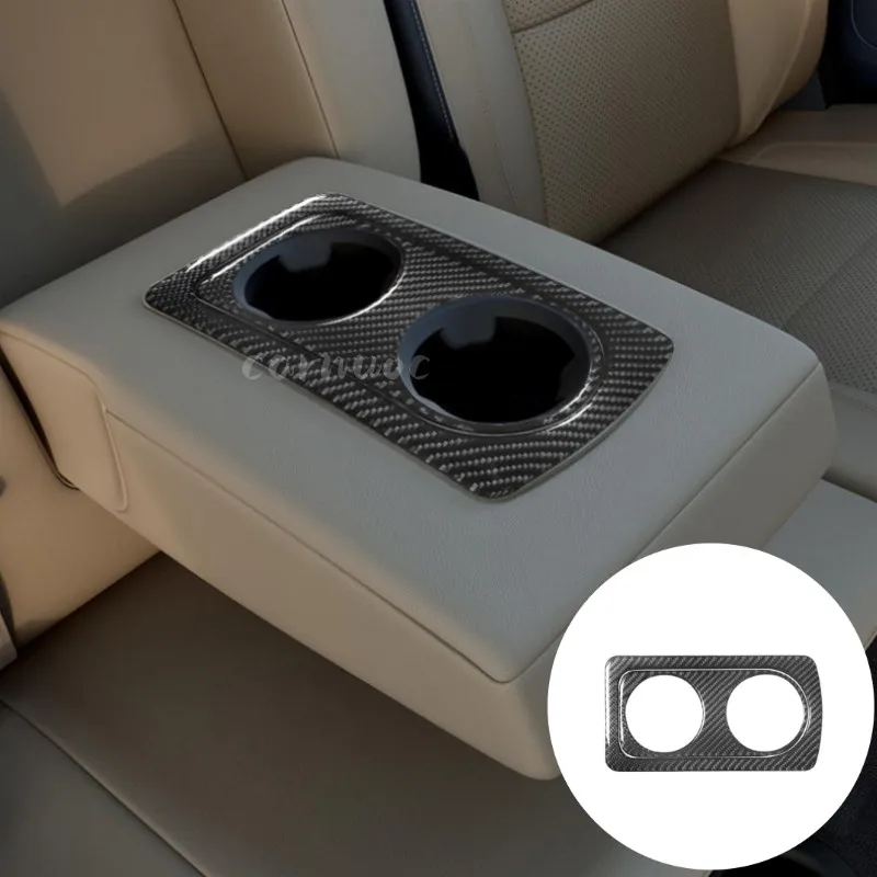 2pcs Car Interior Rear Center Armrest Cup Holder Frame Carbon Fiber