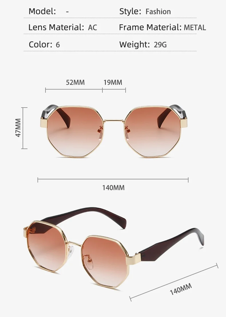 New Retro Sunglasses Women Fashion Polygonal Metal Frame Sunglasses Men Luxury Brand Designer Decorative Sun Glasses Uv400 - Image 4