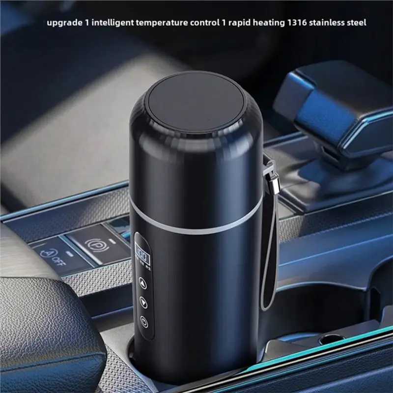 자동차용 USB 전원 500ML 전기 온수병 24V DC 휴대용 여행 컵 자동차 및 출퇴근용