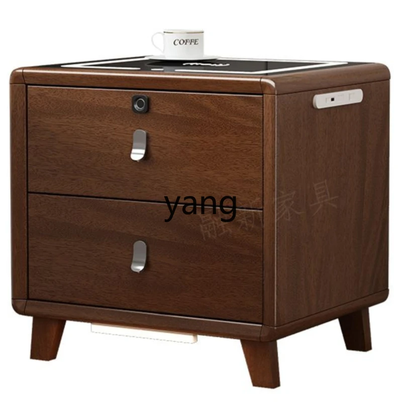 

Yhl Cabinet Solid Wood Wireless Charging Fingerprint Lock New Chinese Bedroom Multi-Function Audio Bedside Cabinet Complete Set